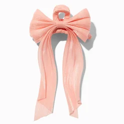Pince à cheveux à nœud en organza orange pastel