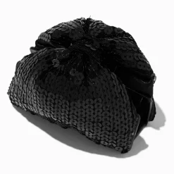Pince à cheveux à nœud en sequins noirs