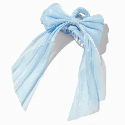 Pince à cheveux avec nœud en organza bleu clair