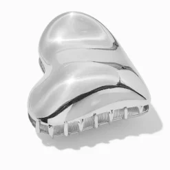 Pince à cheveux cœur métal couleur argentée