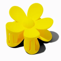 Pince à cheveux de taille moyenne à fleurs jaune mate