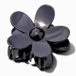 Pince à cheveux de taille moyenne fleur couleur hématite