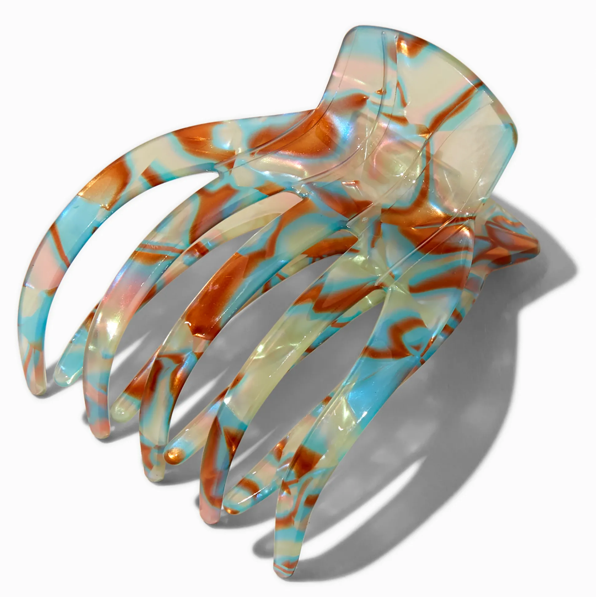 Pince à cheveux de yoga tourbillon marron et turquoise