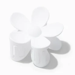 Pince à cheveux fleur mate - Blanc