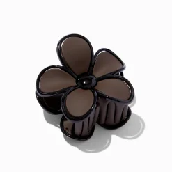 Pince à cheveux fleurs alignées marron et noires