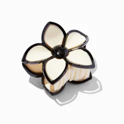 Pince à cheveux fleurs bordée crème et noire