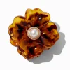 Pince à cheveux fleurs perles d'imitation écaille de tortue