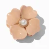 Pince à cheveux fleurs perles d'imitation beige