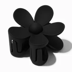 Pince à cheveux florale de taille moyenne noire mate