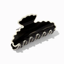 Pince à cheveux noire avec bordure festonnée crème