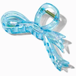 Pince à cheveux nœud transparente bleue