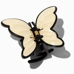 Pince à cheveux papillon crème et noire