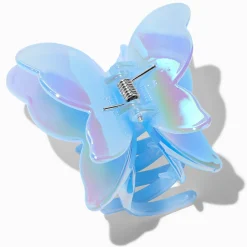 Pince à cheveux papillon iridescente bleue