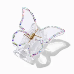 Pince à cheveux papillon iridescente transparente