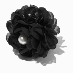 Pince à cheveux perle d'imitation fleur noire