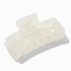 Pince à cheveux rectangulaire couleur ivoire iridescente