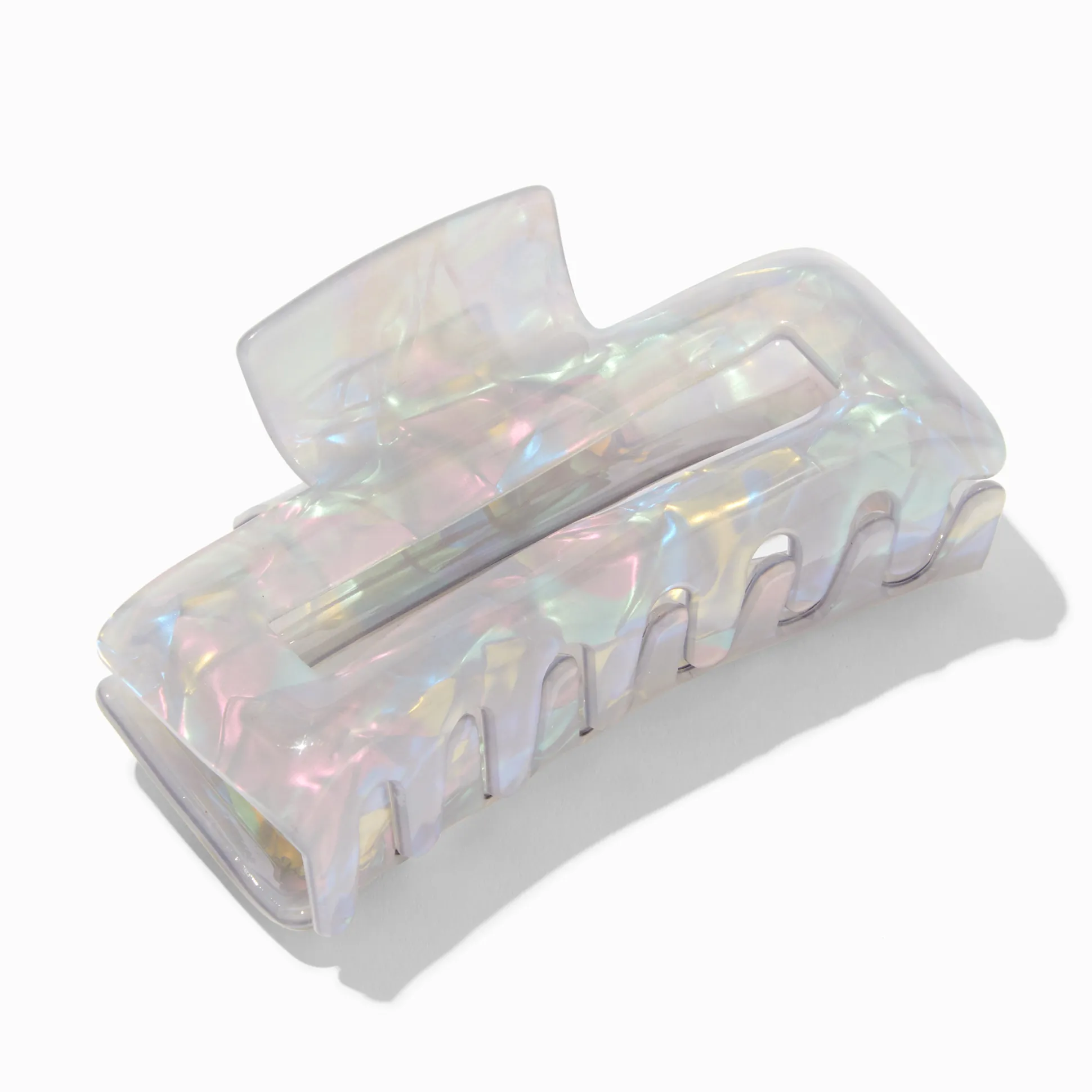 Pince à cheveux rectangulaire bleue iridescente