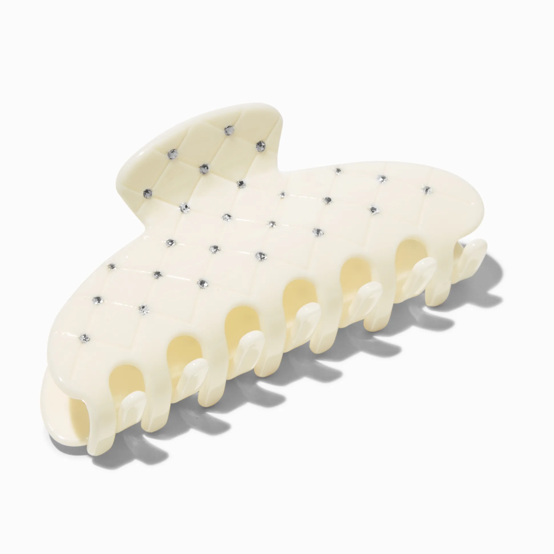 Pince à cheveux strass matelassée crème