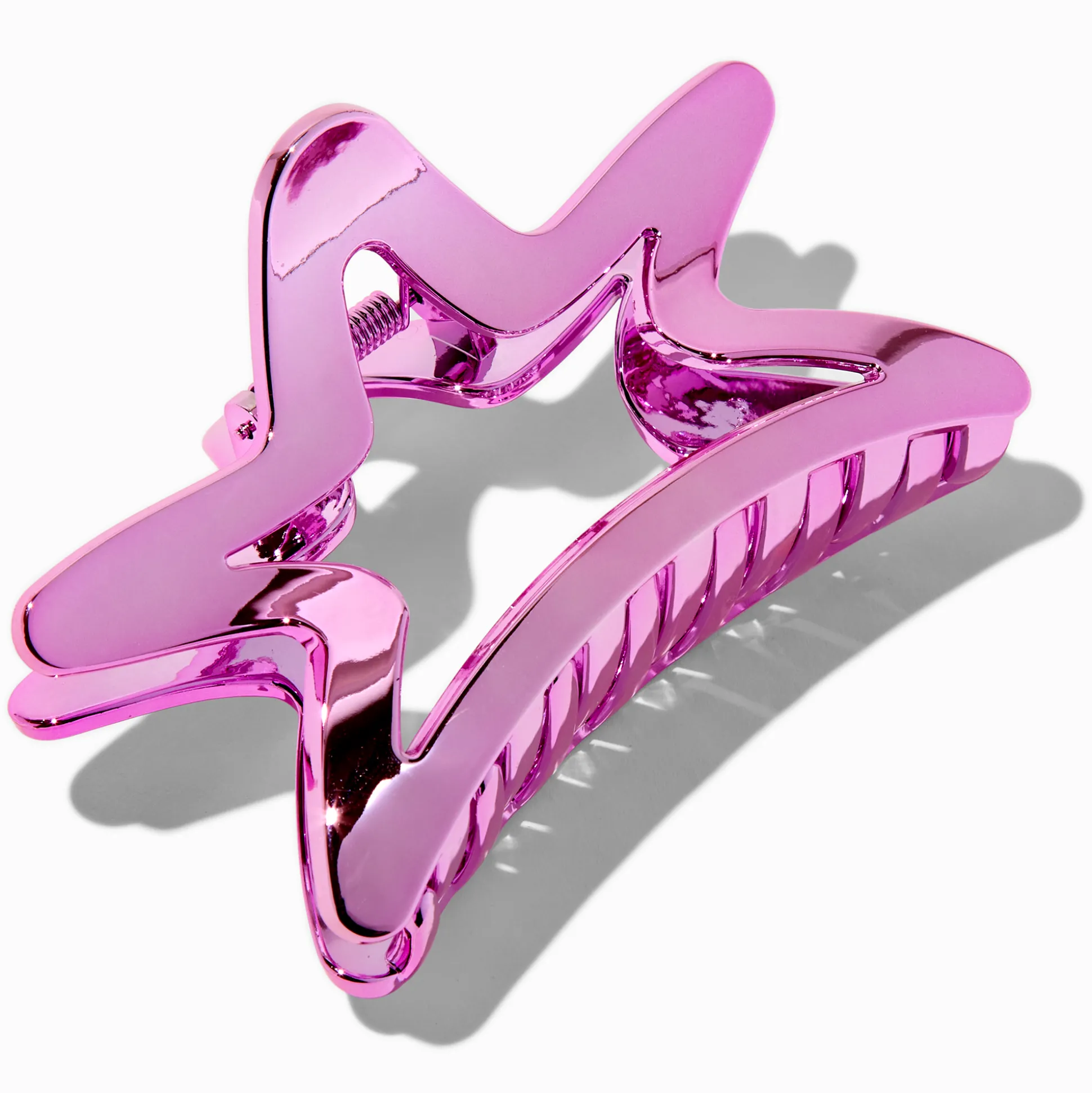 Pince à cheveux étoile rose holographique