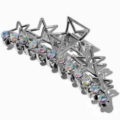Pince à cheveux étoiles strass couleur argentée