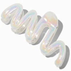 Pince à cheveux zig zag iridescente blanche