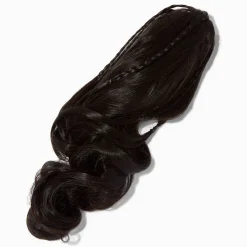 Pince avec cheveux synthétiques tressés noirs