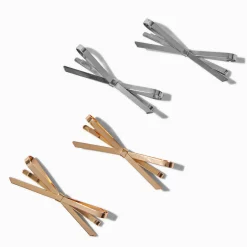 Pinces à cheveux à nœuds métalliques en métaux mixtes - Lot de 4