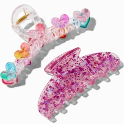 Pinces à cheveux à paillettes cœur arc-en-ciel - Lot de 2