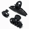 Pinces à cheveux de tailles variées noires mates (lot de 3)