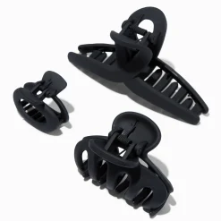 Pinces à cheveux de tailles variées noires mates (lot de 3)