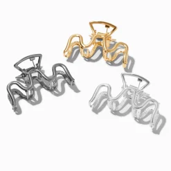 Pinces à cheveux design ondulé en métaux mixtes - Lot de 3