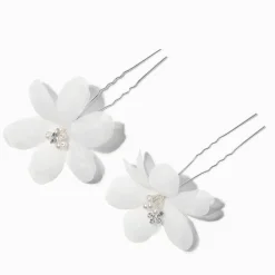 Pinces à cheveux fleurs fantaisistes blanches - Lot de 2