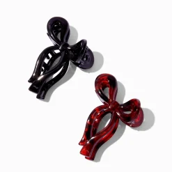 Pinces à cheveux nœud écaille de tortue et noires - Lot de 2