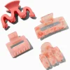 Pinces à cheveux ondulées écaille de tortue rose - Lot de 4