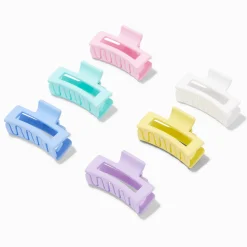 Pinces à cheveux rectangulaires arc-en-ciel pastel - Lot de 6