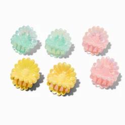 Pinces à cheveux tournesol jaunes, bleues et roses - Lot de 6