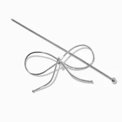 Épingle à cheveux à nœud couleur argentée