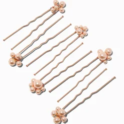 Épingles à cheveux bulles perles d’imitation couleur doré rose - Lot de 6