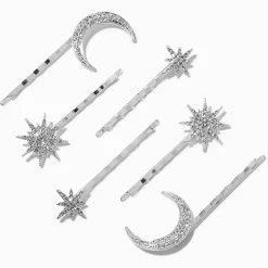 Épingles à cheveux célestes couleur argentée - Lot de 6