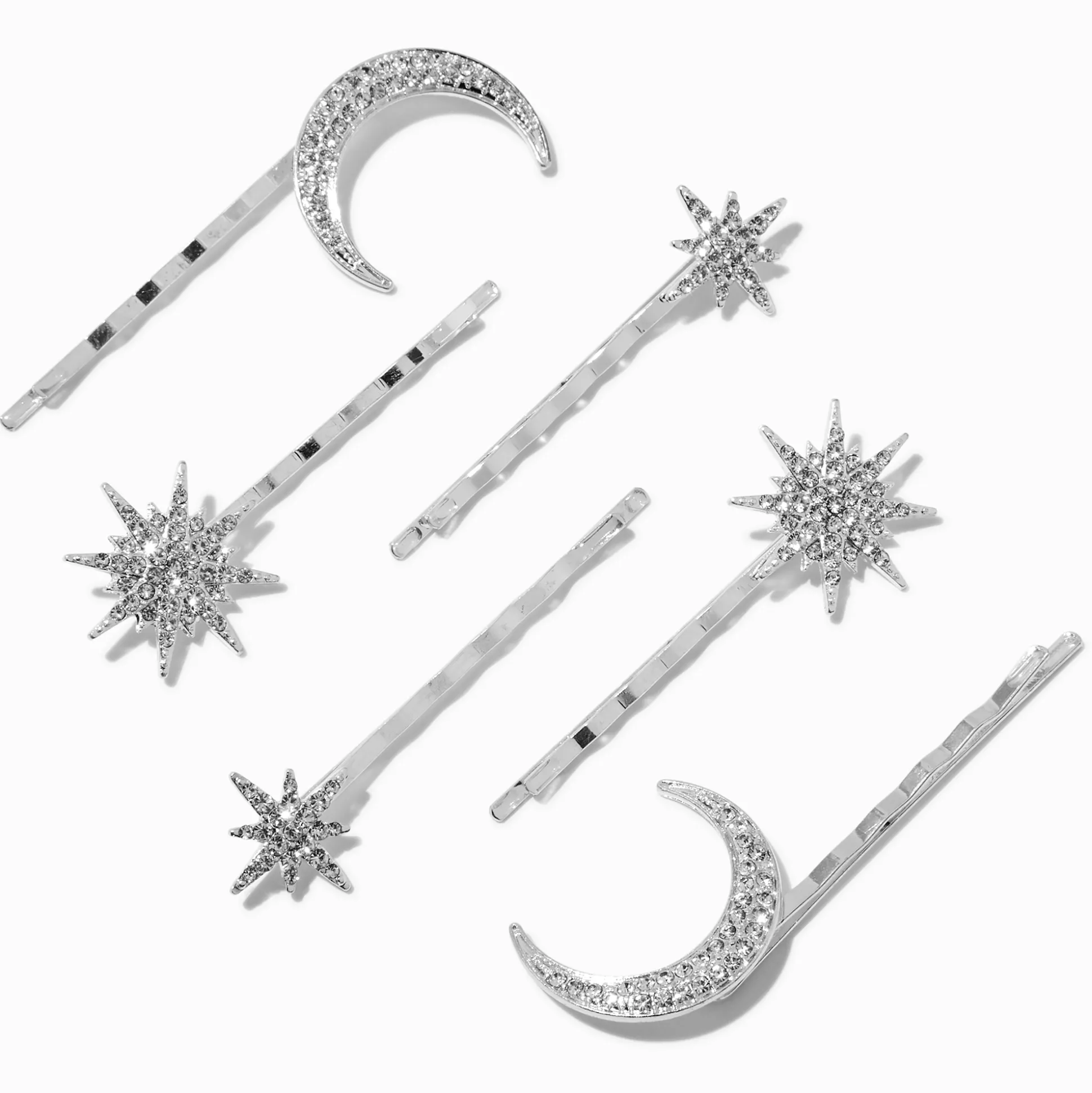 Épingles à cheveux célestes couleur argentée - Lot de 6