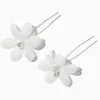 Épingles à cheveux en mousseline fleurs blanches - Lot de 2