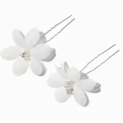 Épingles à cheveux en mousseline fleurs blanches - Lot de 2