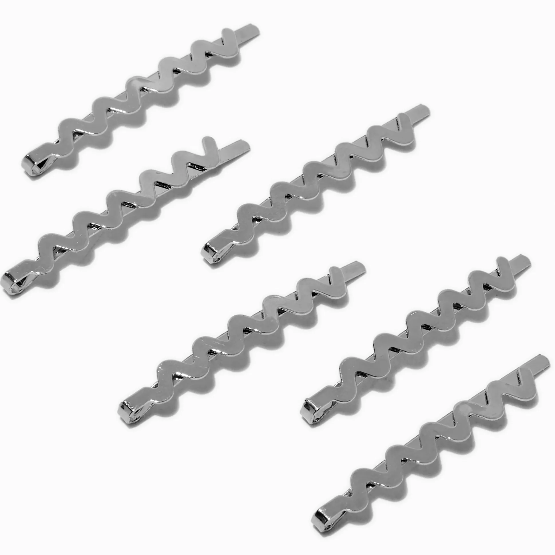 Épingles à cheveux ondulées couleur argentée - Lot de 6