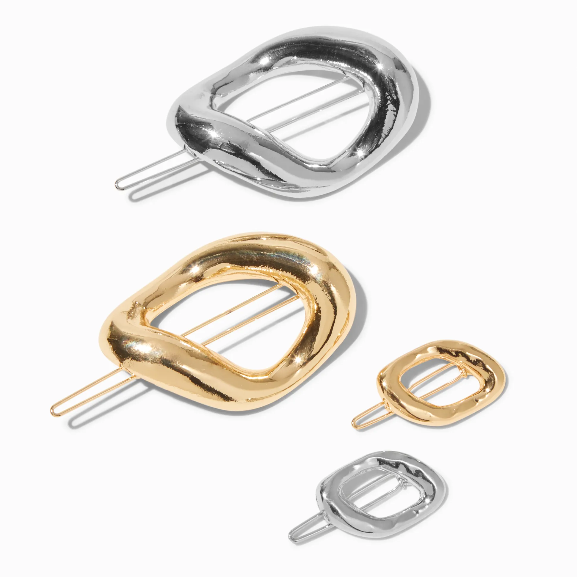 Épingles à cheveux ovales métalliques en métaux mixtes - Lot de 4