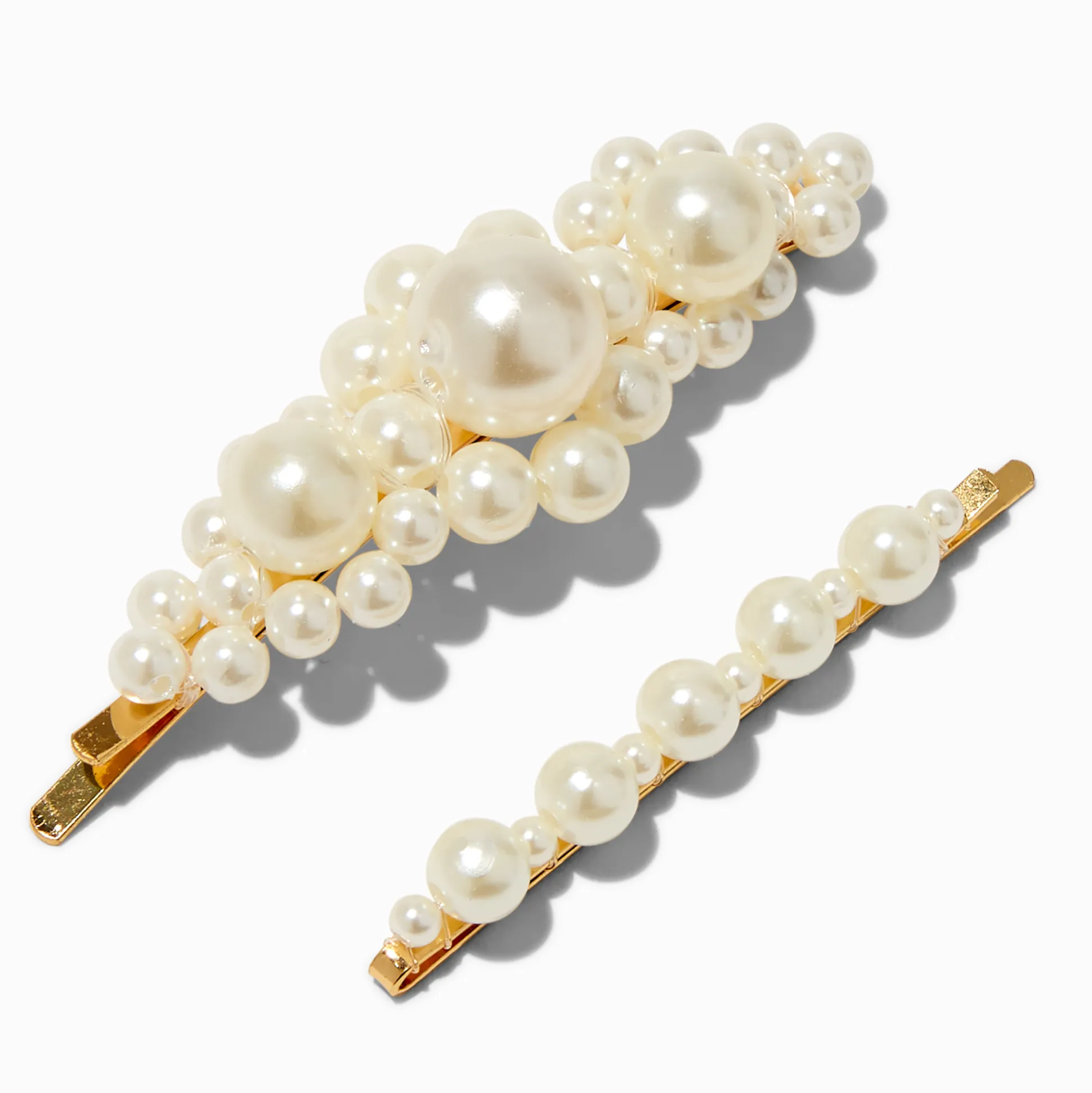 Épingles à cheveux perles d'imitation couleur ivoire - Lot de 2