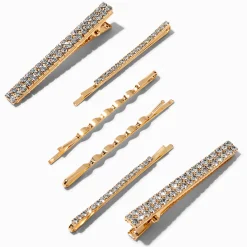 Épingles plates avec strass couleur dorée - Lot de 6