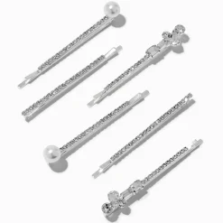 Épingles plates perles d'imitation et strass - Lot de 6