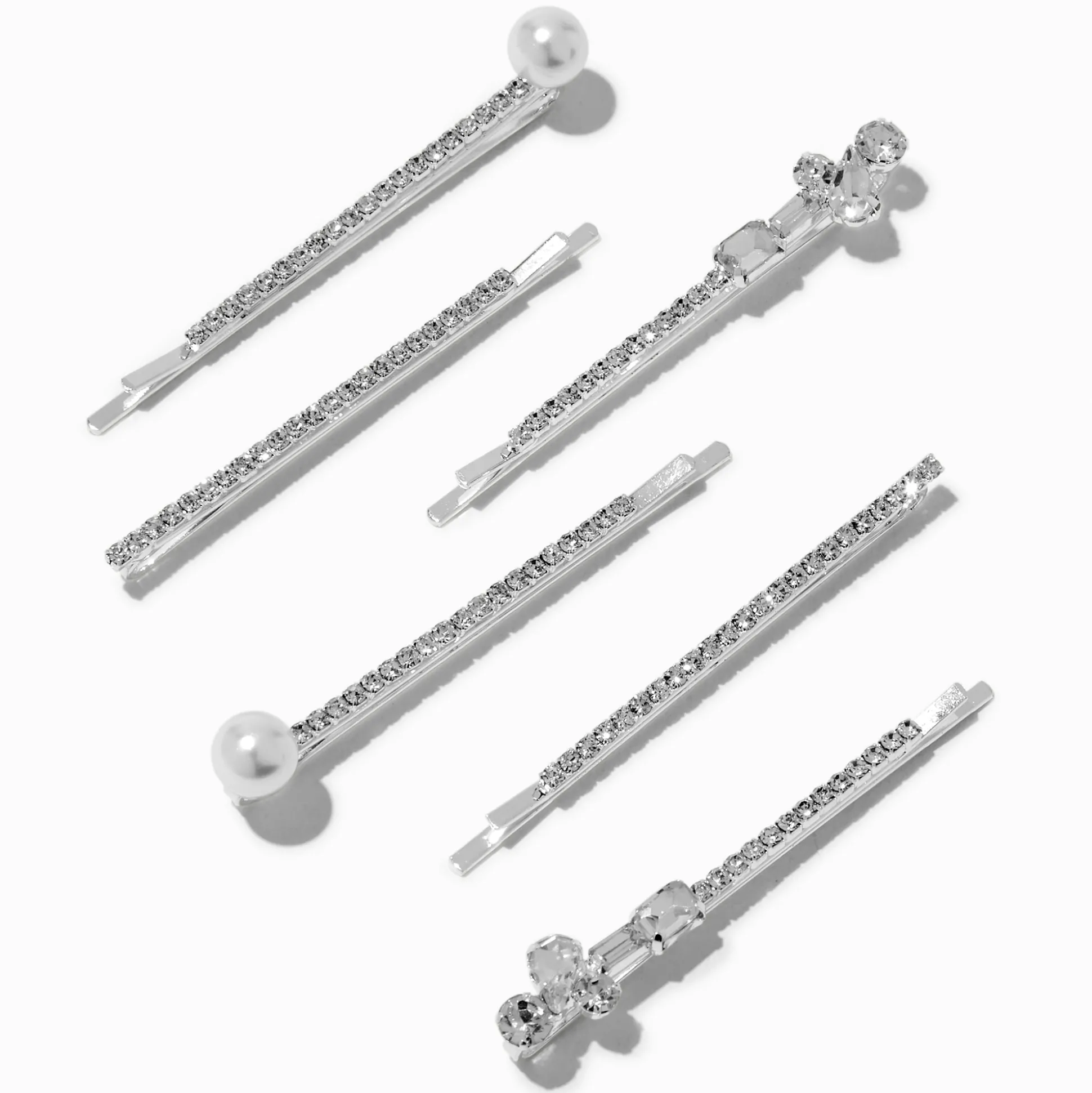 Épingles plates perles d'imitation et strass - Lot de 6