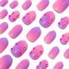 Pink & Purple Gemstone Stiletto Press On Vegan Faux Nail Set - 24 Pack
