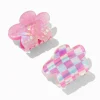Pink Checkered Daisy Hair Claws - 2 Pack